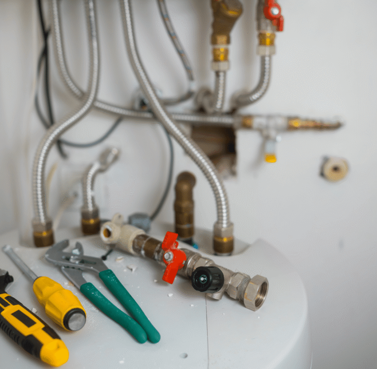 plumbing fenton tools on top of water heater