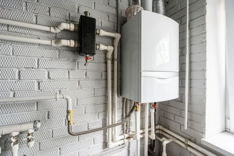 tankless water heater installation unit on wall