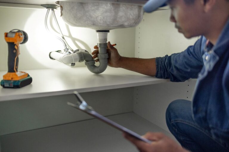 plumbing brighton worker inspecting sink