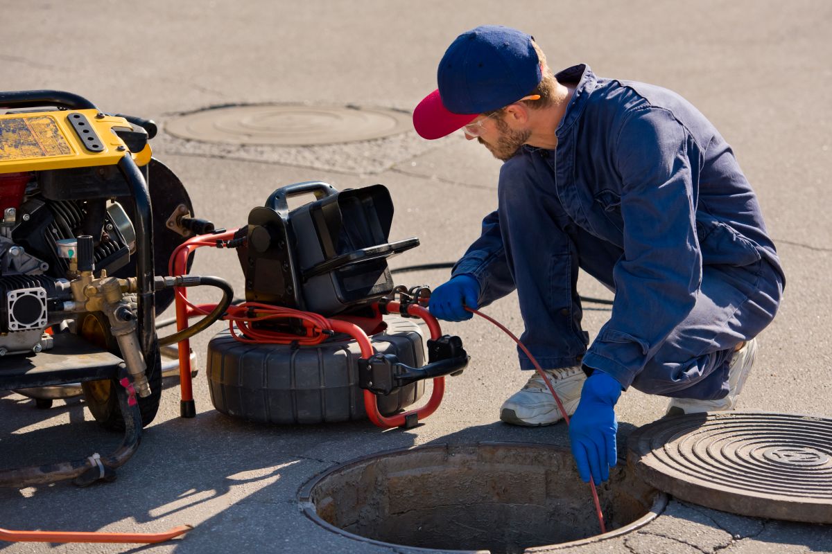 plumbing farmington hills worker inspecting water pipe business