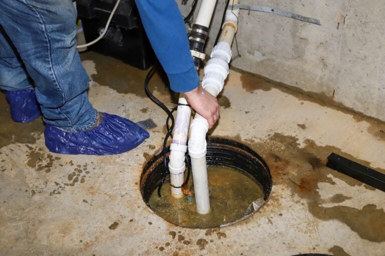 plumbing lansing worker holding pipes