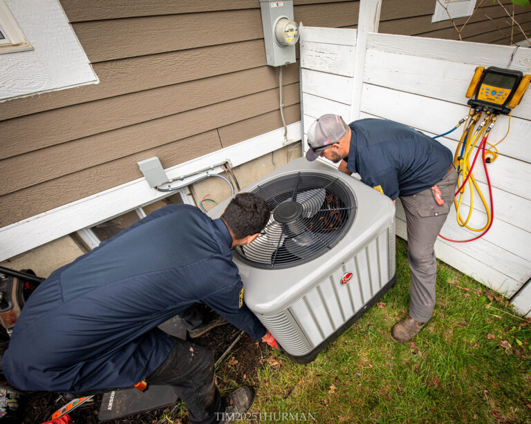 hvac swartz creek workers repairing unit
