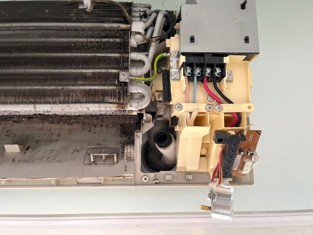 condensate pump open and dirt on the inside