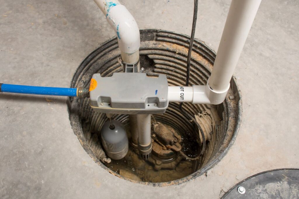 sump pump installation pipe installed