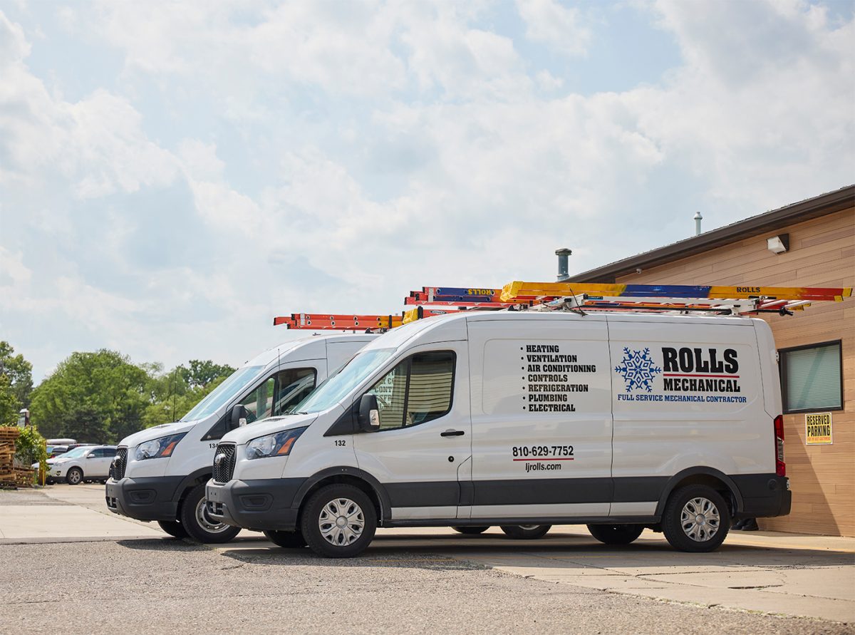 vans parked outside business